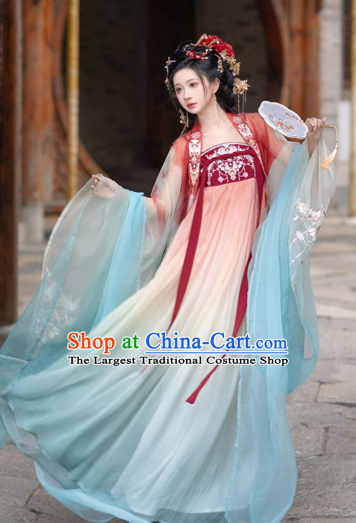 Tang Dynasty Hanfu Women Hezi Dress Wide Sleeve Gown Complete Set Ancient Chinese Princess Clothing