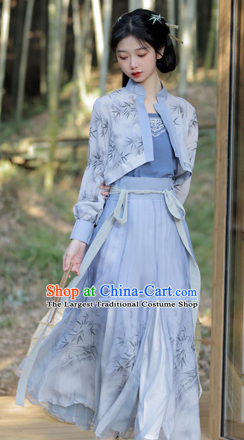 Traditional Chinese Attire Song Dynasty Hanfu Women Long Gown High Waist Skirt Complete Set