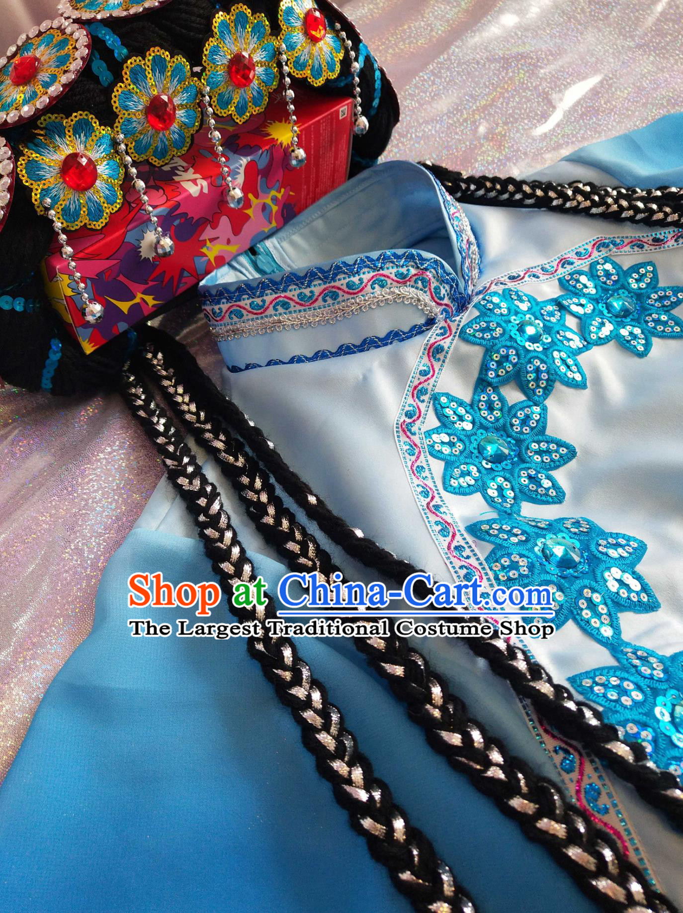 Yunnan Lijiang Ethnic Minority Clothing Naxi Mosuo Costume Ombre Chiffon Maxi Dress