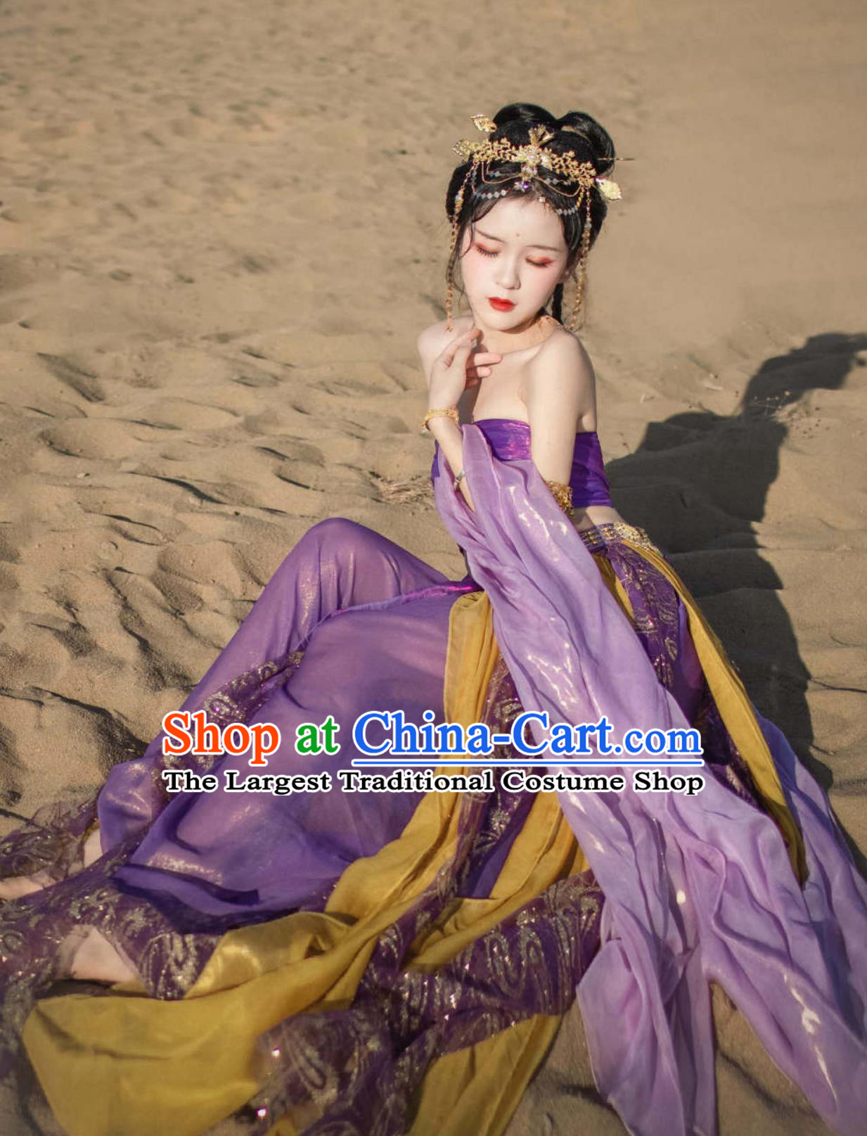 Dunhuang Feitian Dance Costume Western Region Moonlight Dance Princess Dress Chinese Classical Fairy Performance Purple Outfit