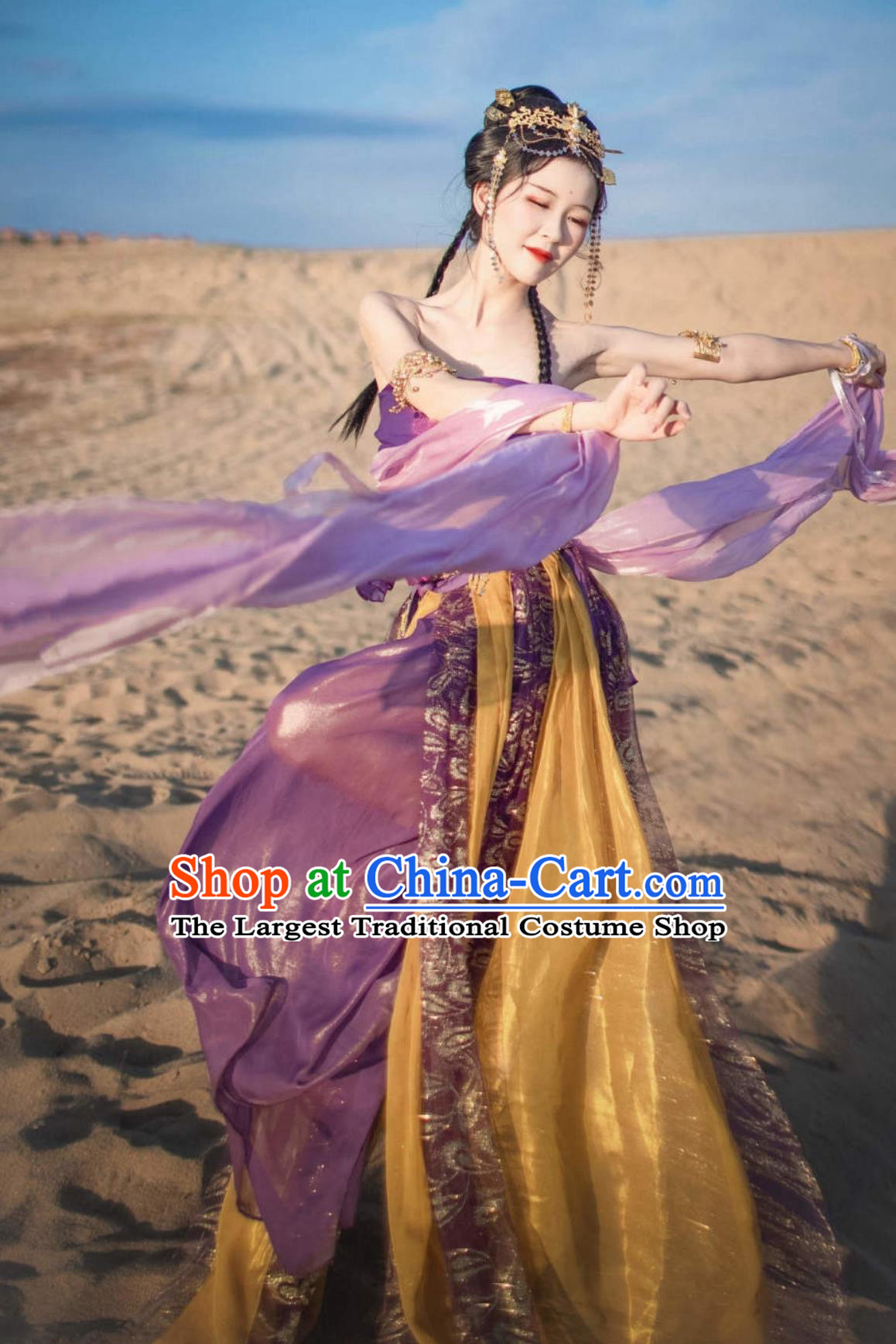 Dunhuang Feitian Dance Costume Western Region Moonlight Dance Princess Dress Chinese Classical Fairy Performance Purple Outfit