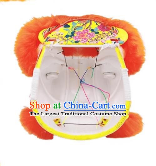 Children Double Lion Dance Costumes  Inch Foam Lion Head Eye Chinese Orange Fur Awakening Lion Set