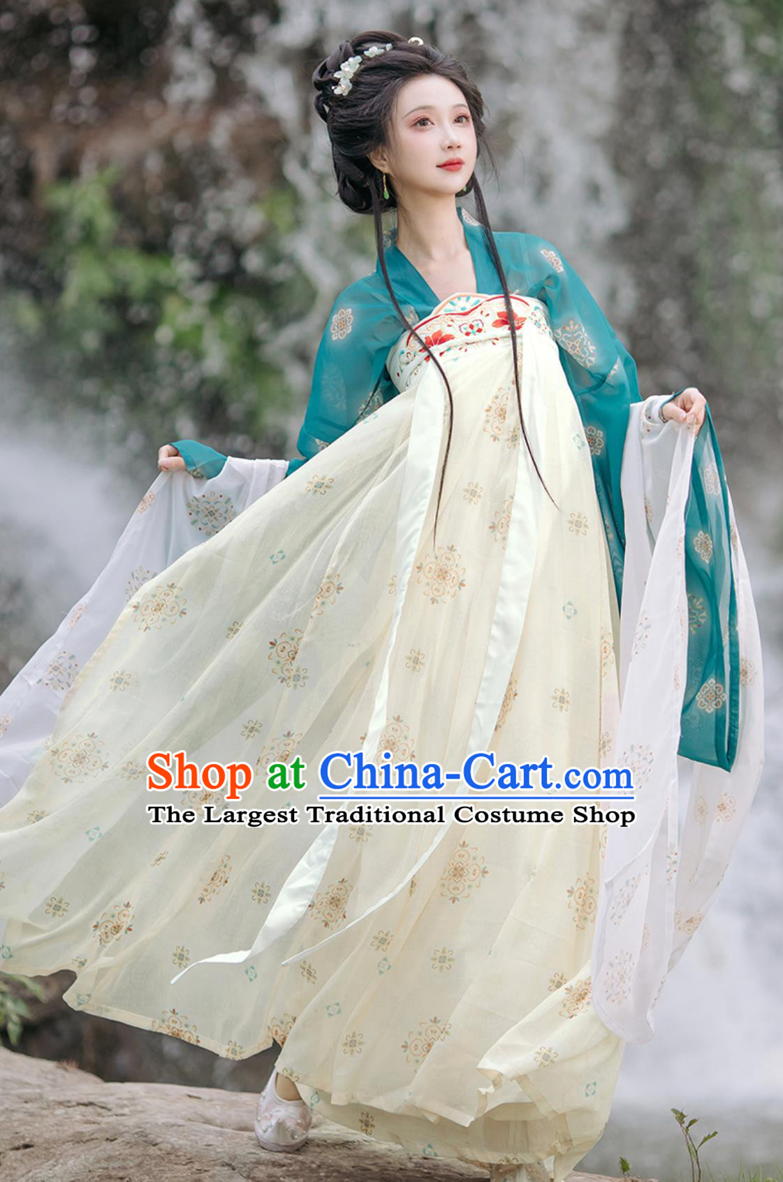 Chinese Replica Traditional Attire Tang Dynasty Hanfu Dress Women High Waist Ruqun