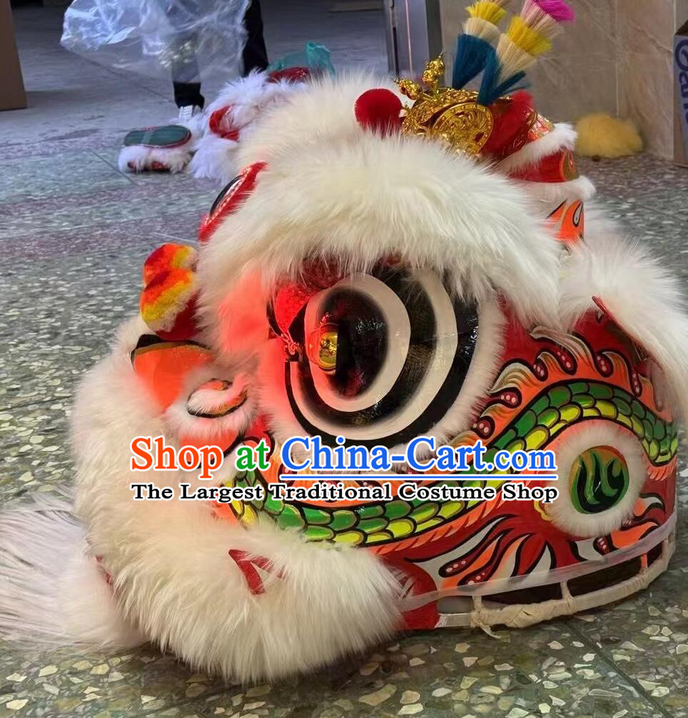 Traditional Celebration Lion Dance Costumes LED Light Eye Chinese Dancing Lion Head Complete Set