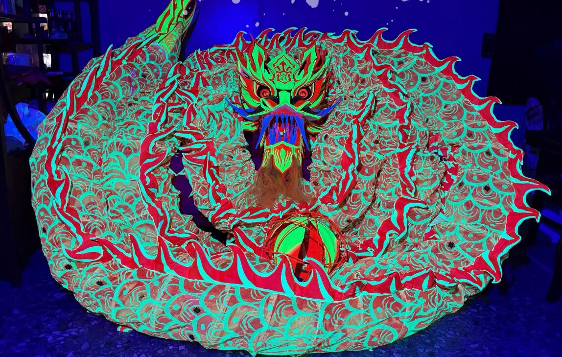 Chinese Parade Dragon Dance Costume Handmade Celebration Red Fluorescent Dragon Professional Competition Dragon Dancing Equipment