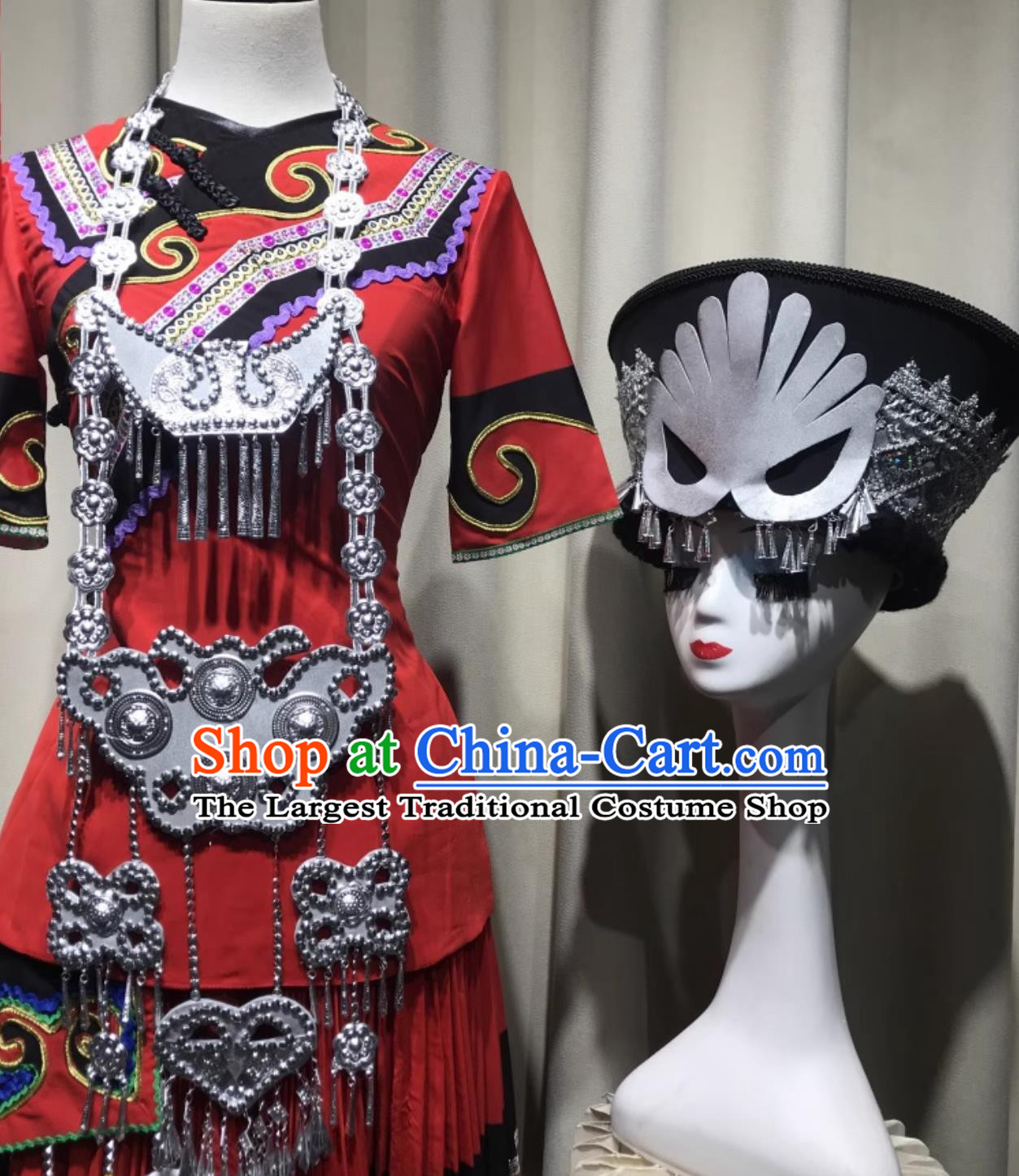 Chinese Lotus Award Ceremonial Praise Dance Costume Ethnic Minority Women Group Dance Dress Yi Performance Outfit