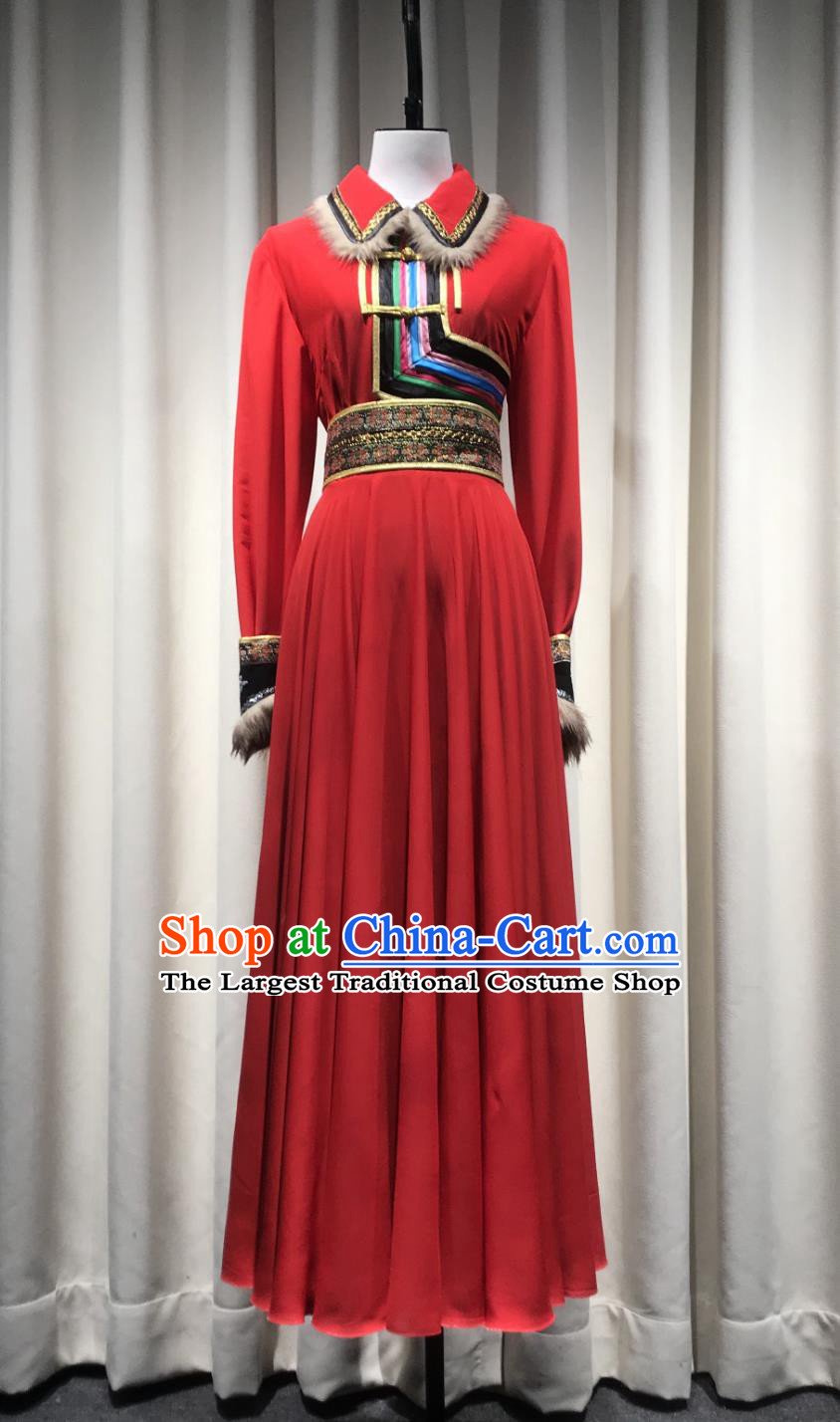 Mongolian Ceremonial Dance Opening Costume Chinese Ethnic Folk Performance Outfit