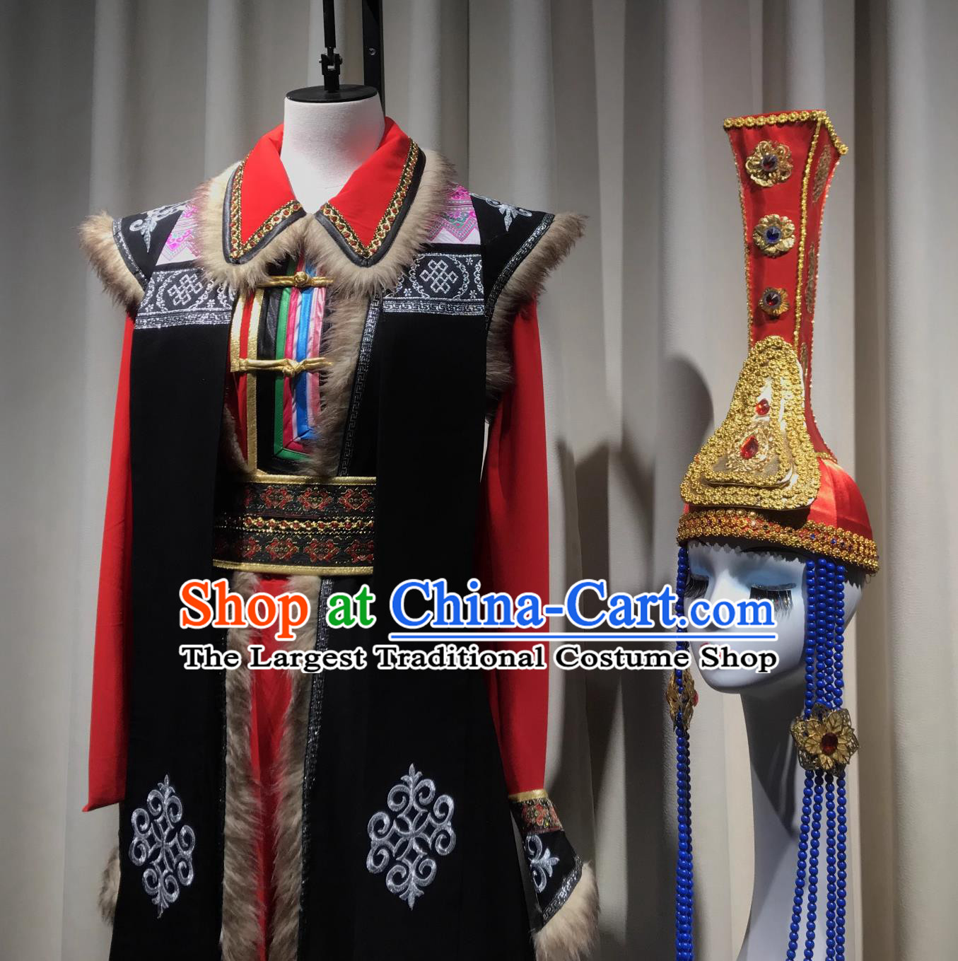 Mongolian Ceremonial Dance Opening Costume Chinese Ethnic Folk Performance Outfit