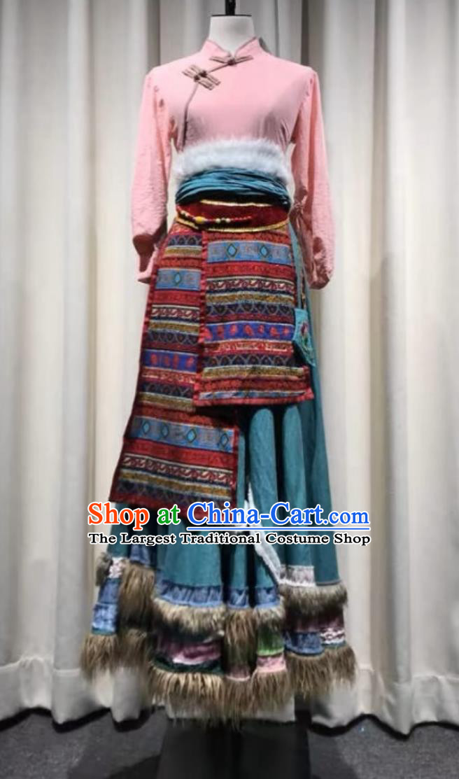Tibetan Group Dance Repertoire Sowing Spring Clothing Art Exam National Dance Performance Costume Zang Ethnic Dance Costume