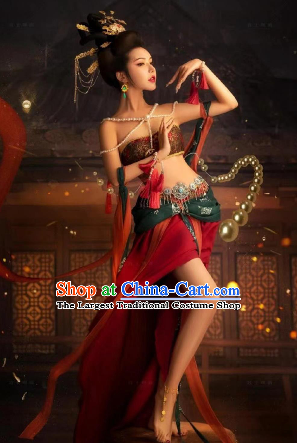 Dunhuang Feitian Hanfu Indian Princess Desert Silk Road Dance Costume Ethereal Outfit Set