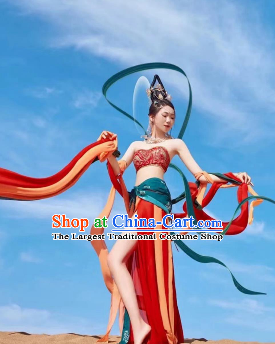 Dunhuang Feitian Hanfu Indian Princess Desert Silk Road Dance Costume Ethereal Outfit Set