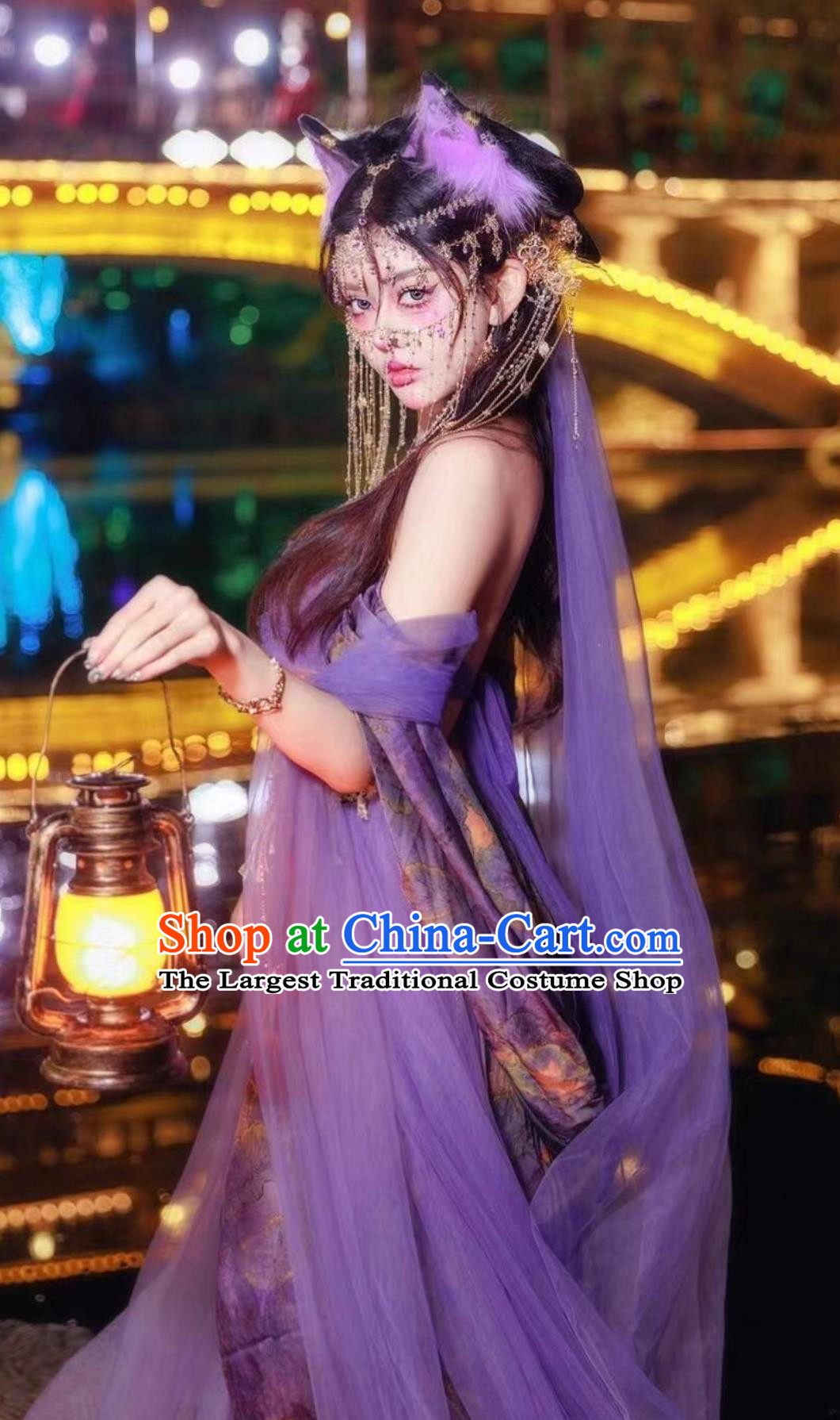Purple Ethereal Silk Road Princess Dress Dunhuang Feitian Clothing Classical Dance Outfit