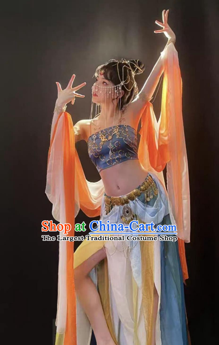 Dunhuang Feitian Hanfu Ancient Ethereal Performance Costume Chinese Style High Slit Dance Dress