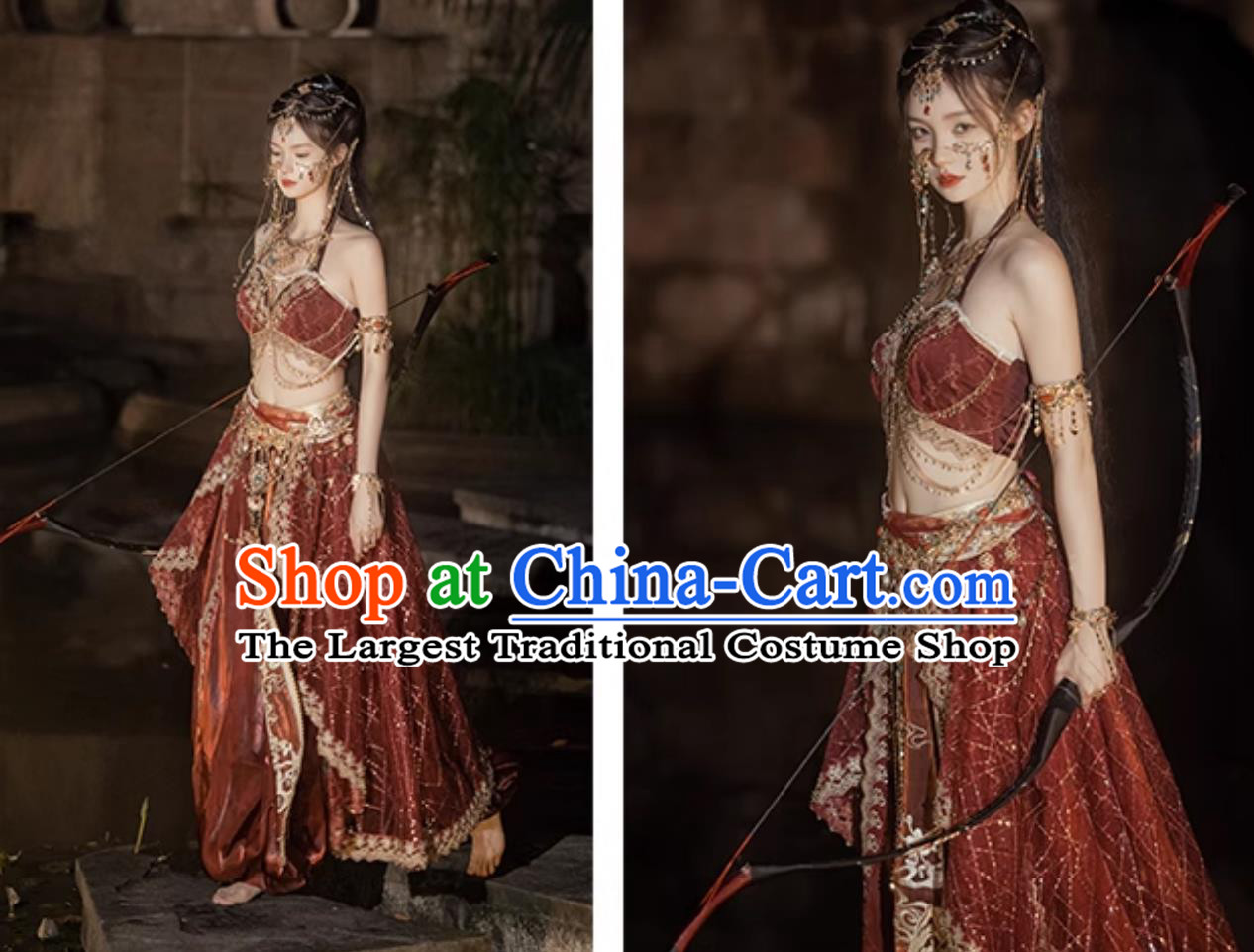 Red Dunhuang Feitian Hanfu Maiden Exotic Indian Dance Studio Performance Costume Chinese Style Dance Outfit