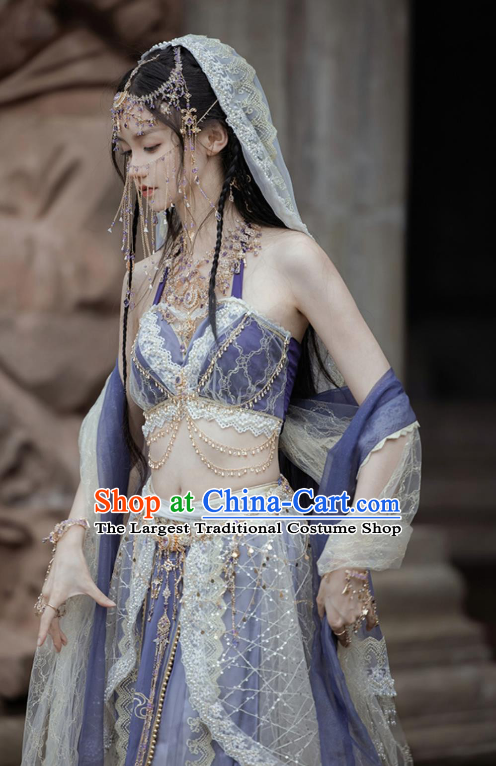 Purple Dunhuang Feitian Hanfu Maiden Exotic Indian Dance Studio Performance Costume Chinese Style Dance Outfit