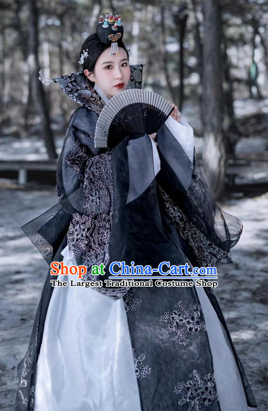Black Yanji Korean Hanbok Palace Gown Ancient Princess Photo Shoot Costume Set