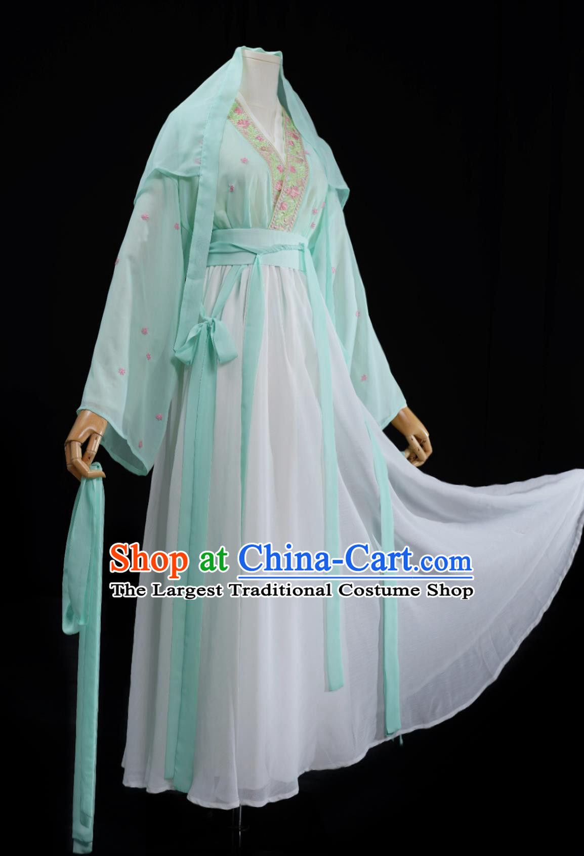 Ju Jingyi Tea Picking Girl Hanfu Dress Green Ancient Chinese Costume Traditional Clothing