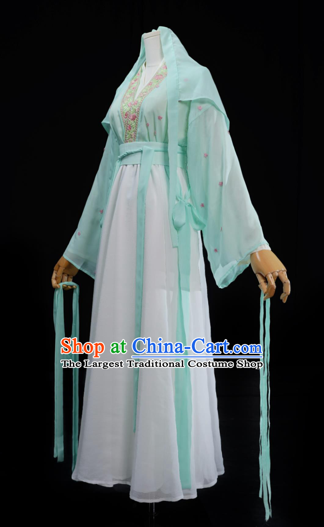 Ju Jingyi Tea Picking Girl Hanfu Dress Green Ancient Chinese Costume Traditional Clothing