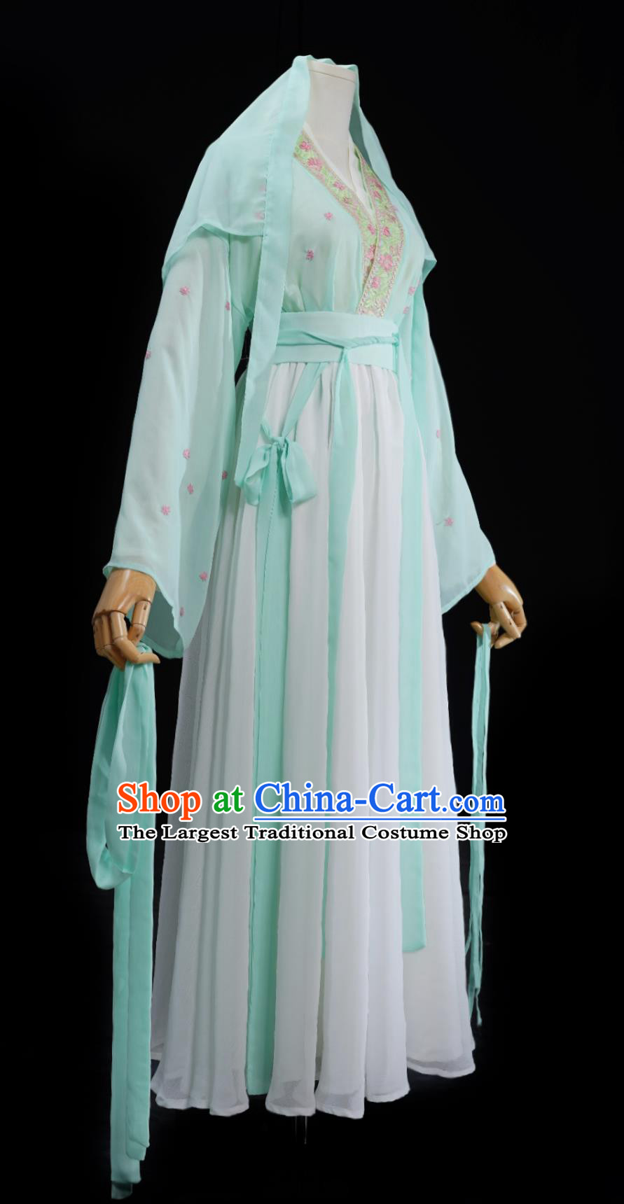 Ju Jingyi Tea Picking Girl Hanfu Dress Green Ancient Chinese Costume Traditional Clothing
