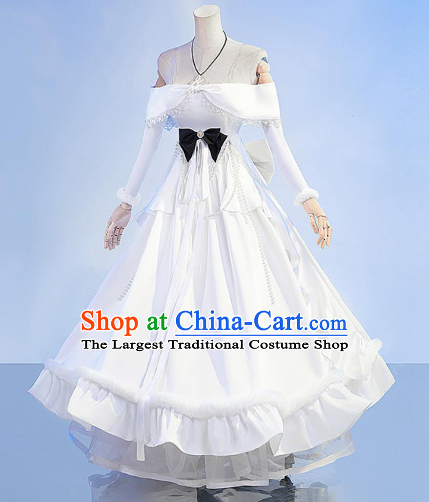Dragon Raja Cassell College Gate Cosplay Costume Uesugi Erii White Formal Dress Starry Night Sleepless Clothing