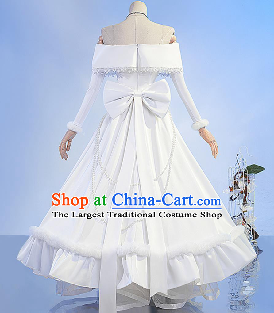 Dragon Raja Cassell College Gate Cosplay Costume Uesugi Erii White Formal Dress Starry Night Sleepless Clothing