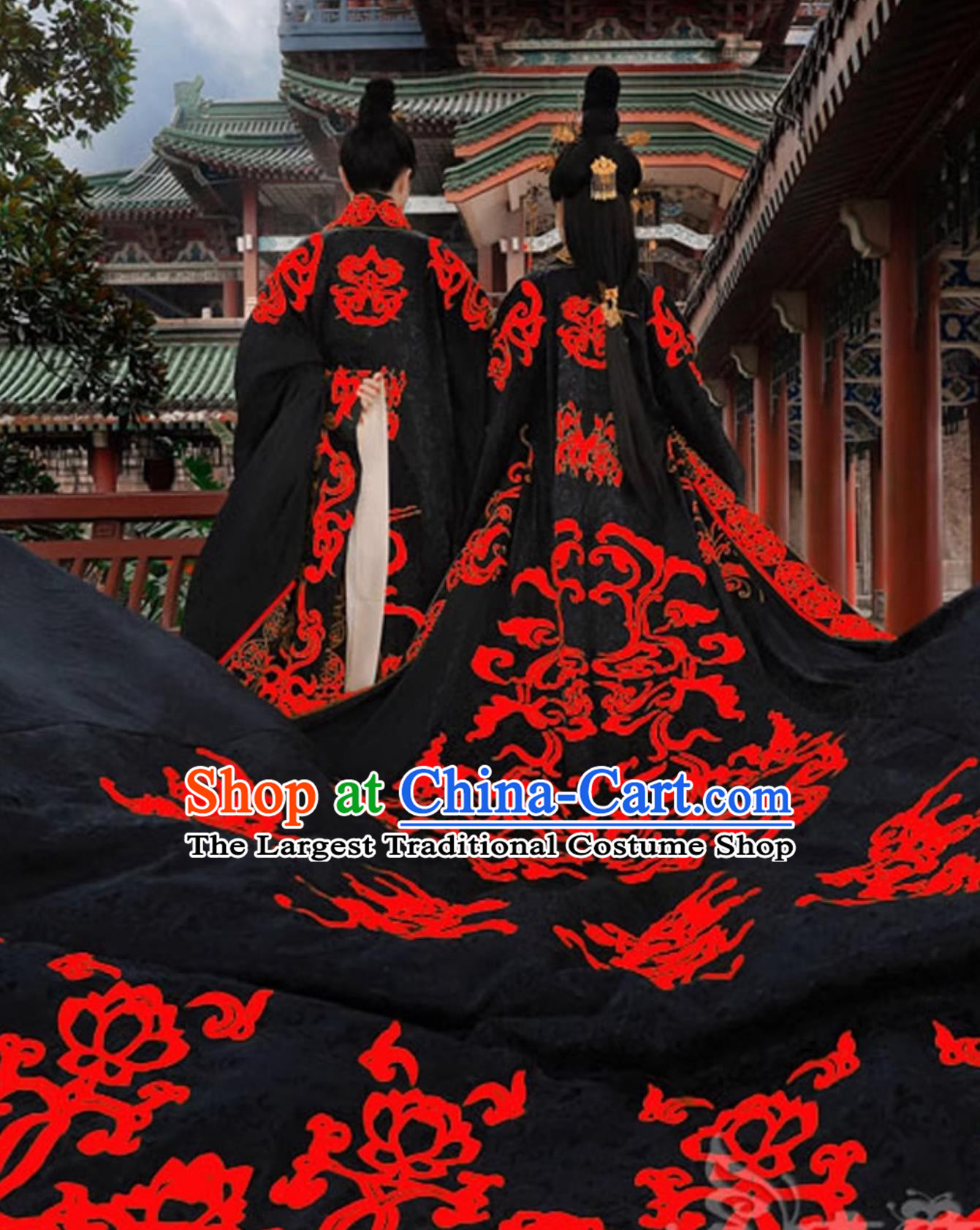 Ancient Bride and Groom Clothing Zhou Dynasty Hanfu Chinese Wedding Gown Embroidered Costumes Set