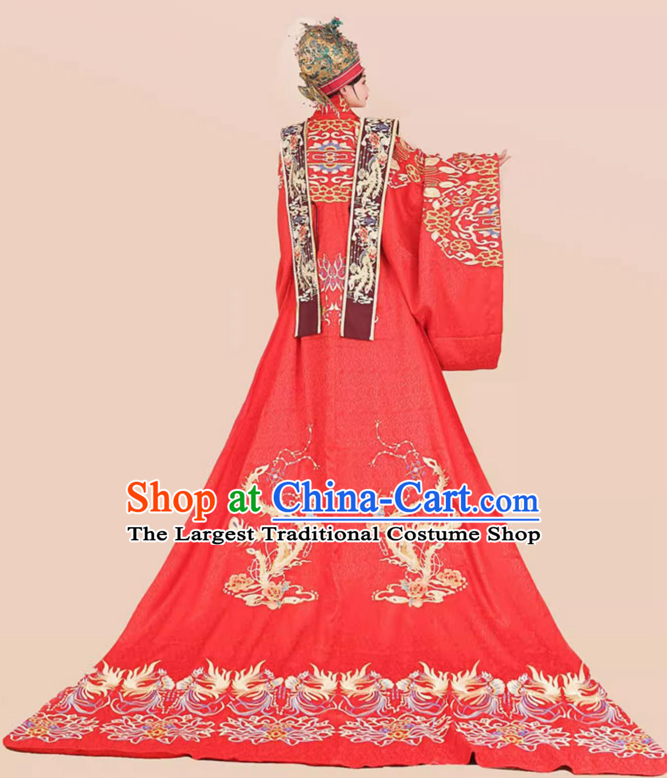 Chinese Hanfu Wedding Attires Traditional Ming Dynasty Embroidered Gowns Couple Complete Set