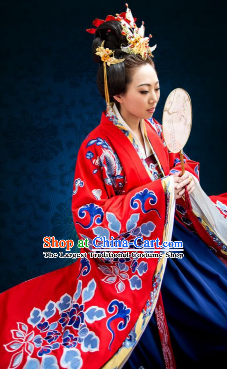 Tang Dynasty Hanfu Training Wedding Dress Ancient Chinese Bride Attire Embroidered Ceremonial Costume