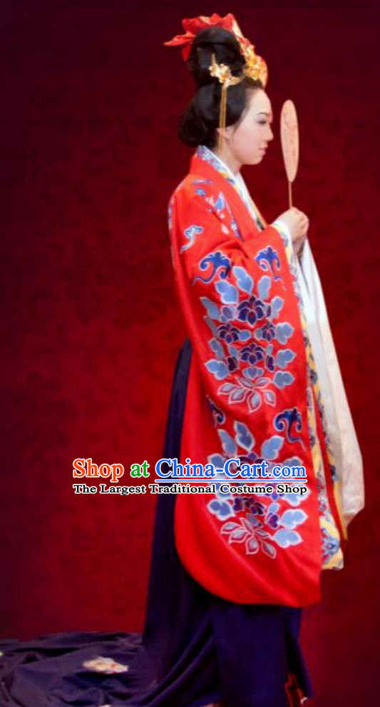 Tang Dynasty Hanfu Training Wedding Dress Ancient Chinese Bride Attire Embroidered Ceremonial Costume