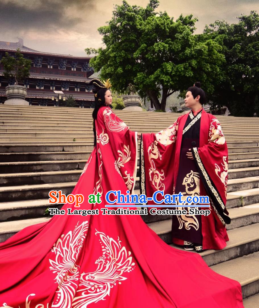 Zhou Dynasty Hanfu Training Wedding Attires Chinese Traditional Ceremonial Gown Ancient Bride and Groom Costumes