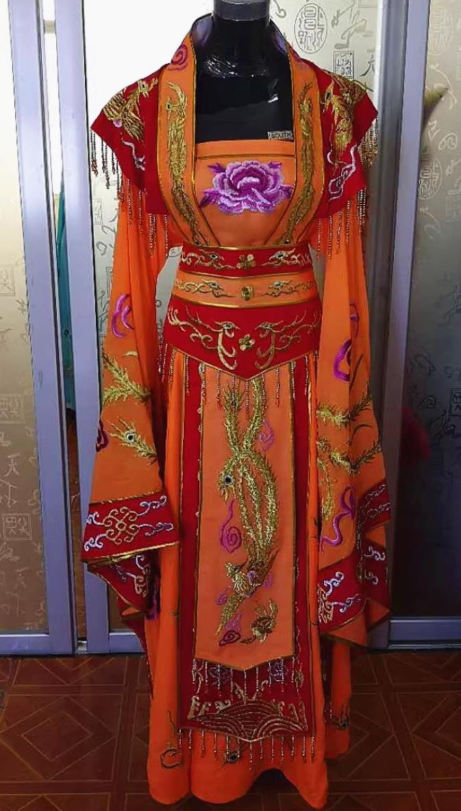 Orange Embroidered Phoenix Princess Clothing Imperial Concubine Palace Gown Ancient Chinese Costume Wide Sleeve Noble Dress Drama Film Wardrobe