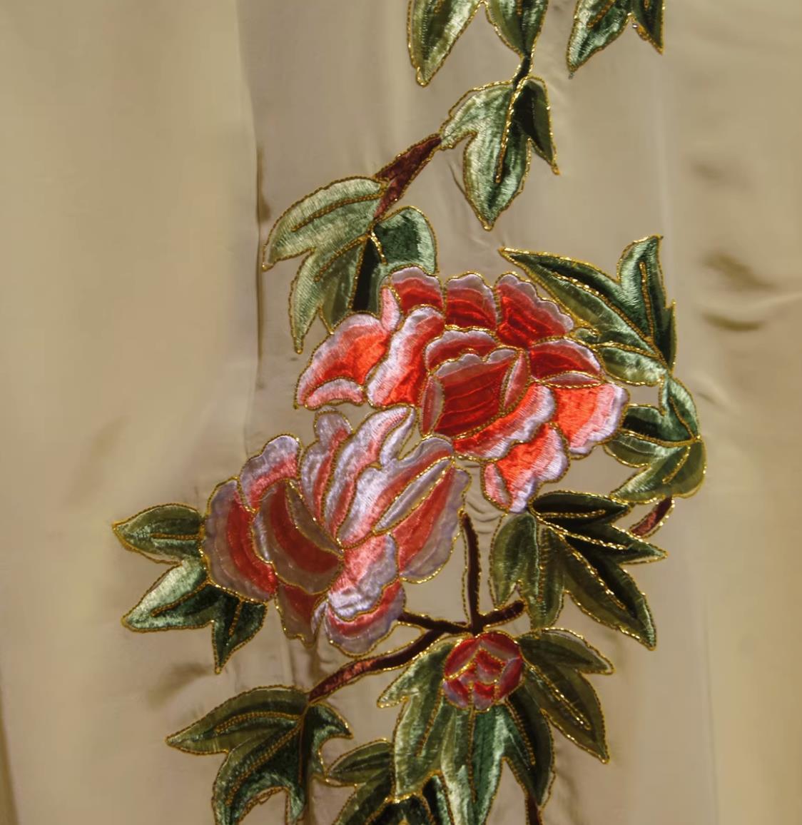 Chinese Peking Opera Costume Golden Collar Peony Embroidery Xiaosheng Robe Four Great Scholars Clothing