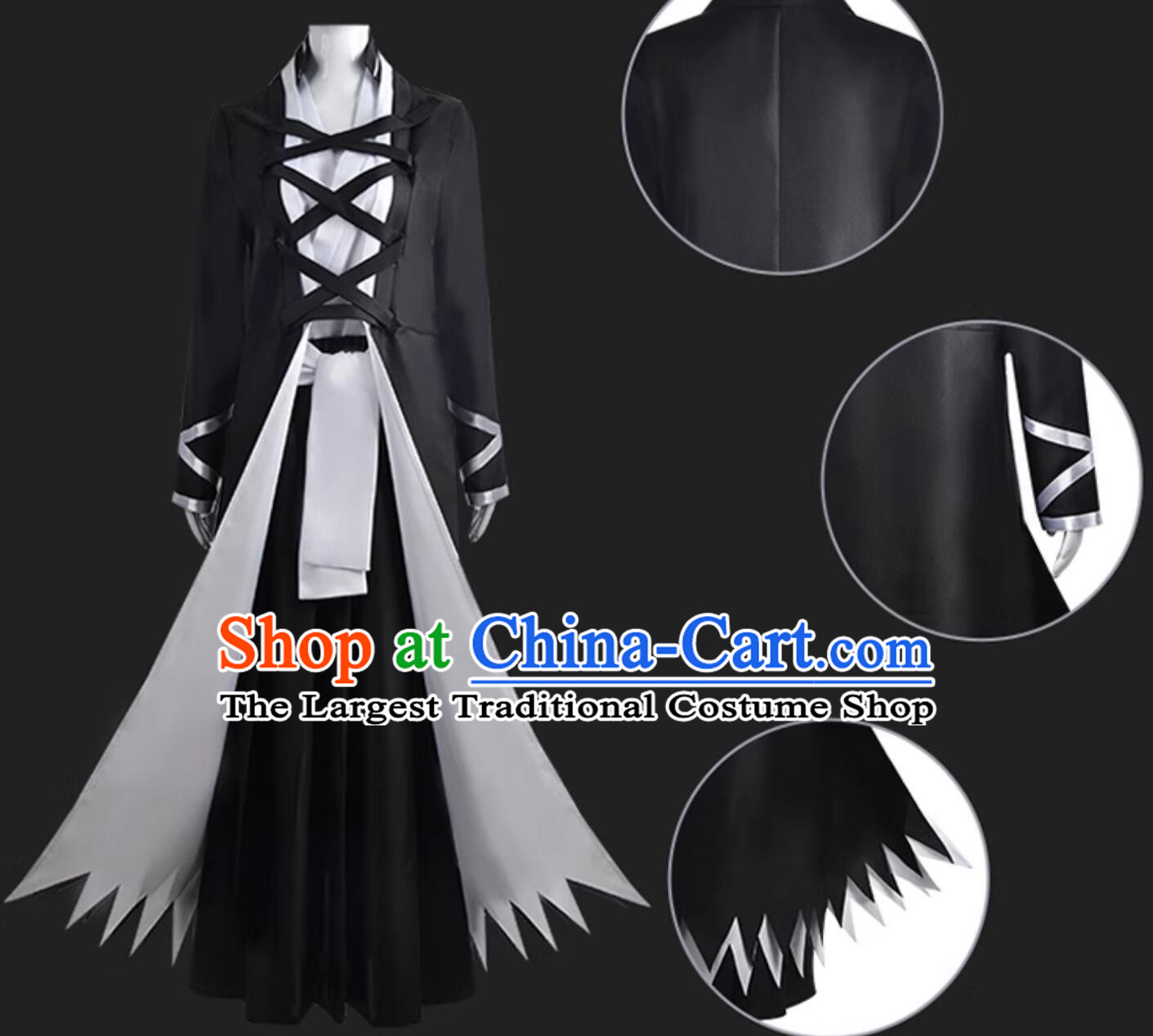 Bleach Cosplay Kurosaki Ichigo Costume Bankai Cape Robe Anime Outfit Full Set
