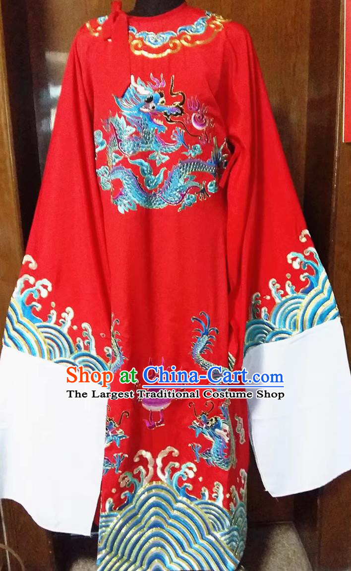 Embroidered Red Robe Chinese Peking Opera Costume Xiaosheng Garment Number One Scholar Official Gown
