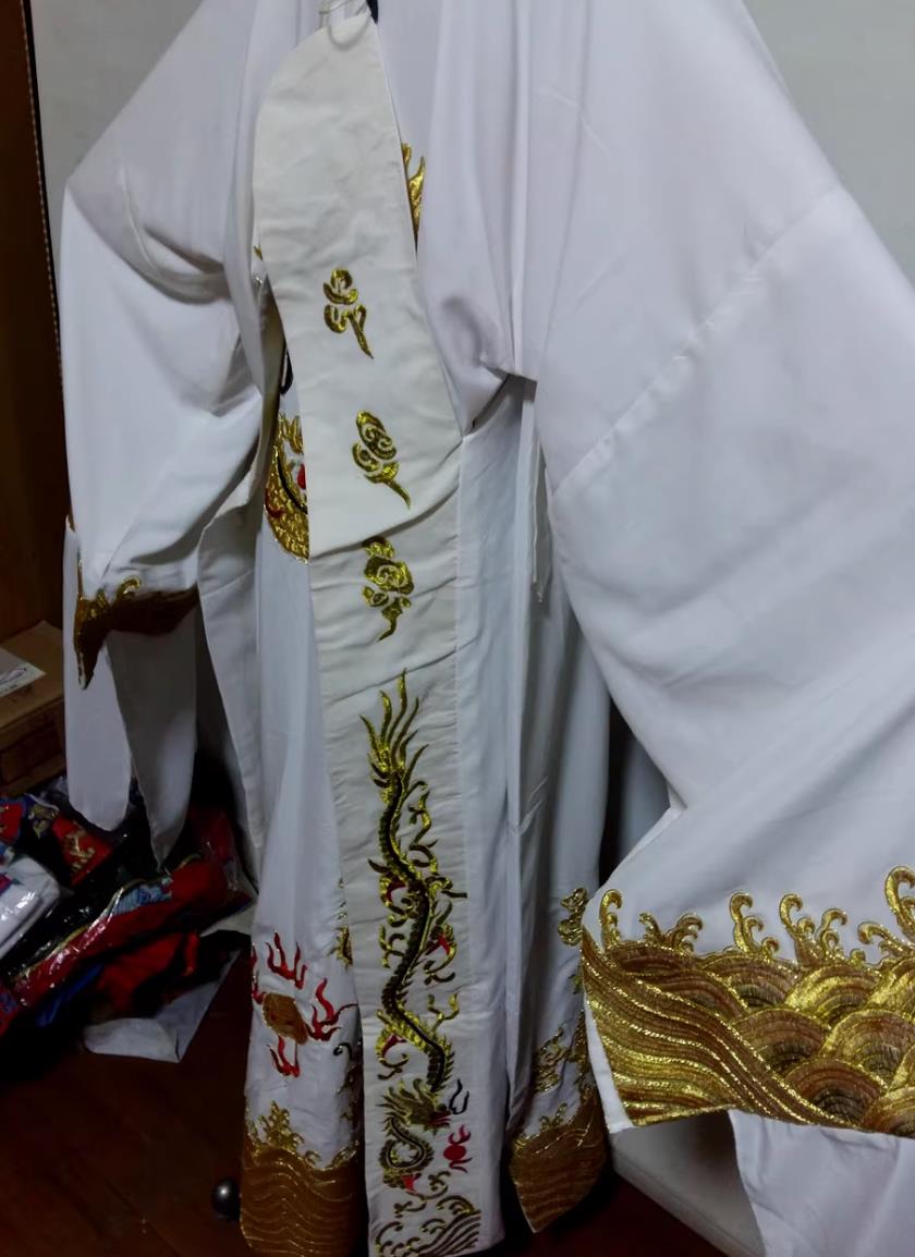 Chinese Opera Costume Xiaosheng Dragon Robe Peking Opera Gold Thread Embroidered Garment Scholar Official Gown