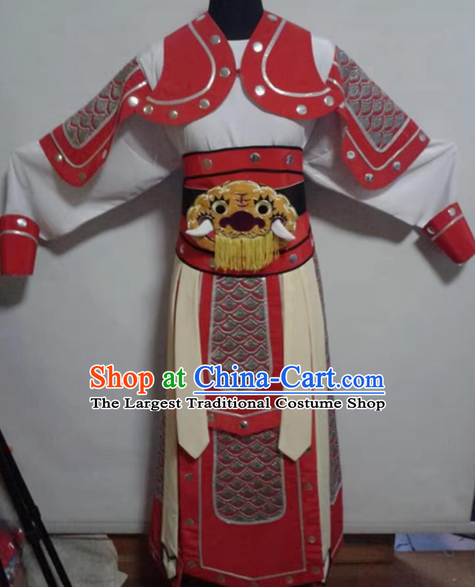 Red Chinese Peking Opera Costume Warrior Xiaosheng Yang Zongbao Armor Improved General Kao