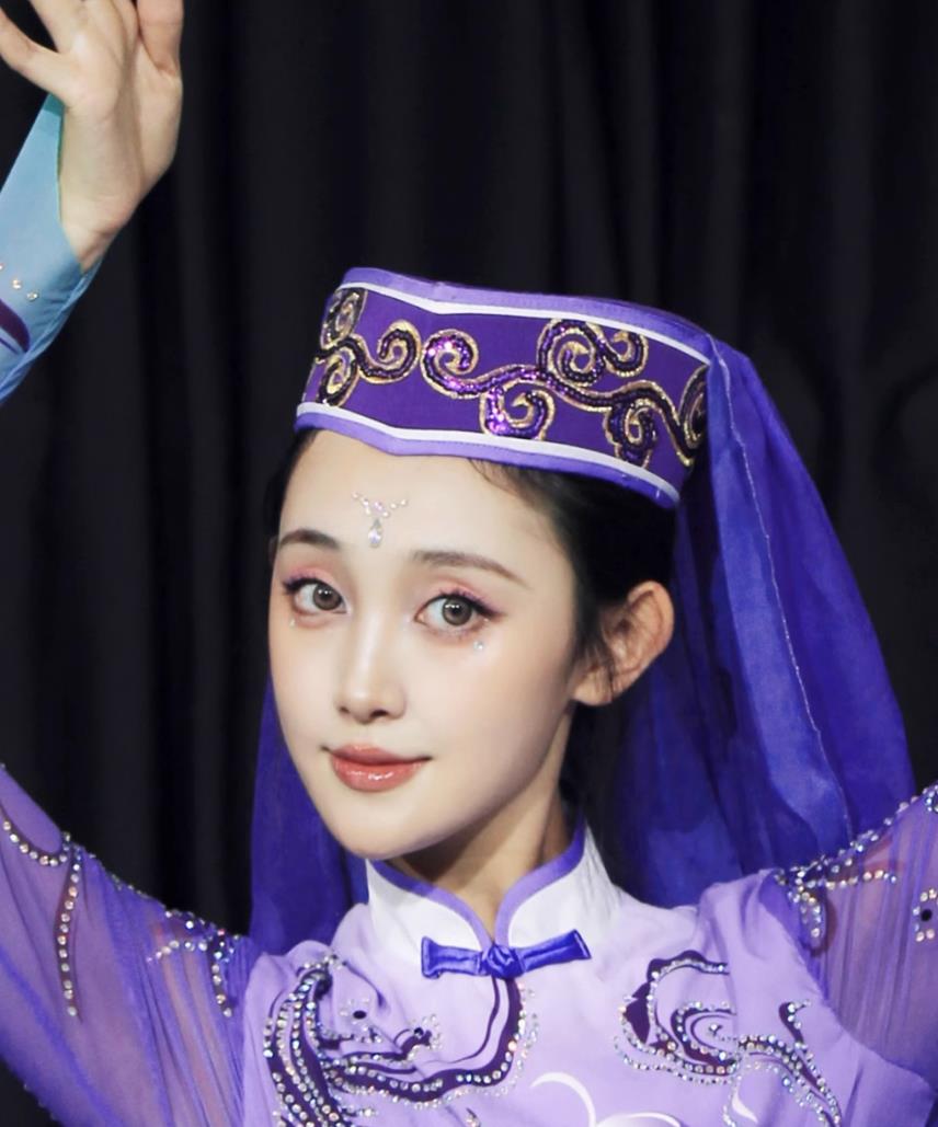 Chinese Ethnic Hui Uygur Dance Costume Xinjiang Minority Performance Purple Outfit Art Exam National Attire