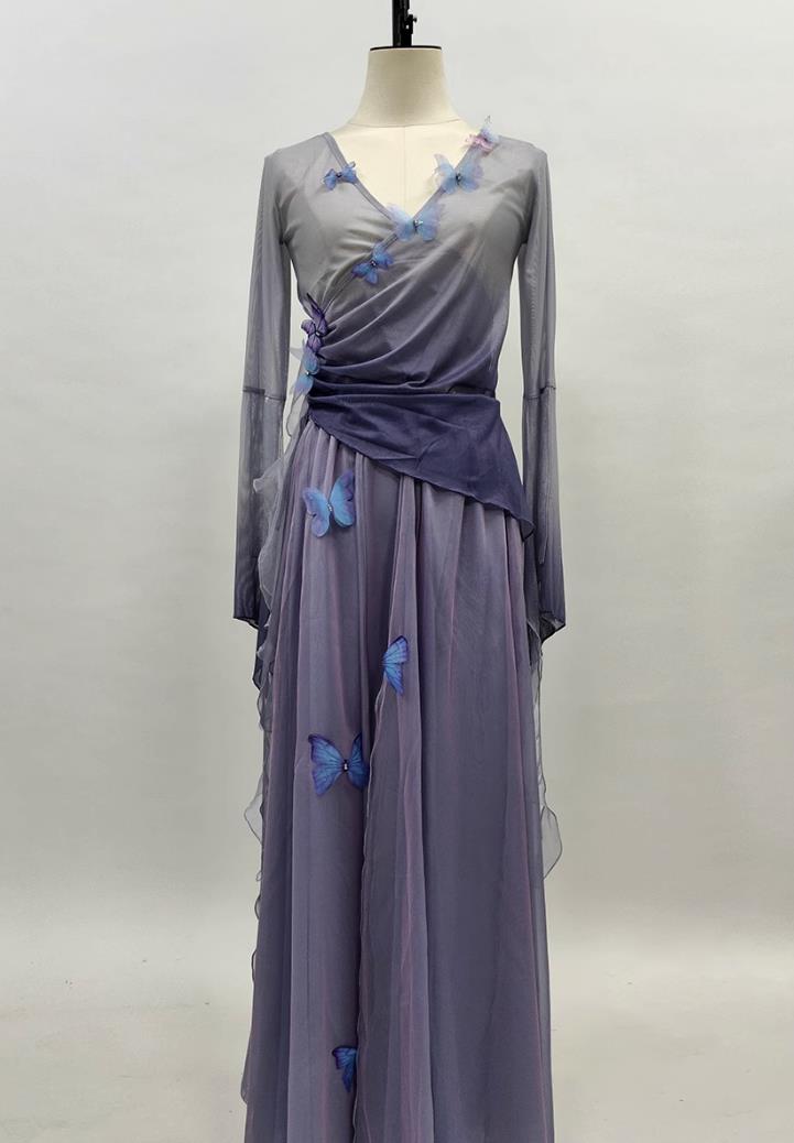 Chinese Butterfly Classical Dance Costume Kong Tan Zhi Dance Outfit Gradient Chiffon Dress