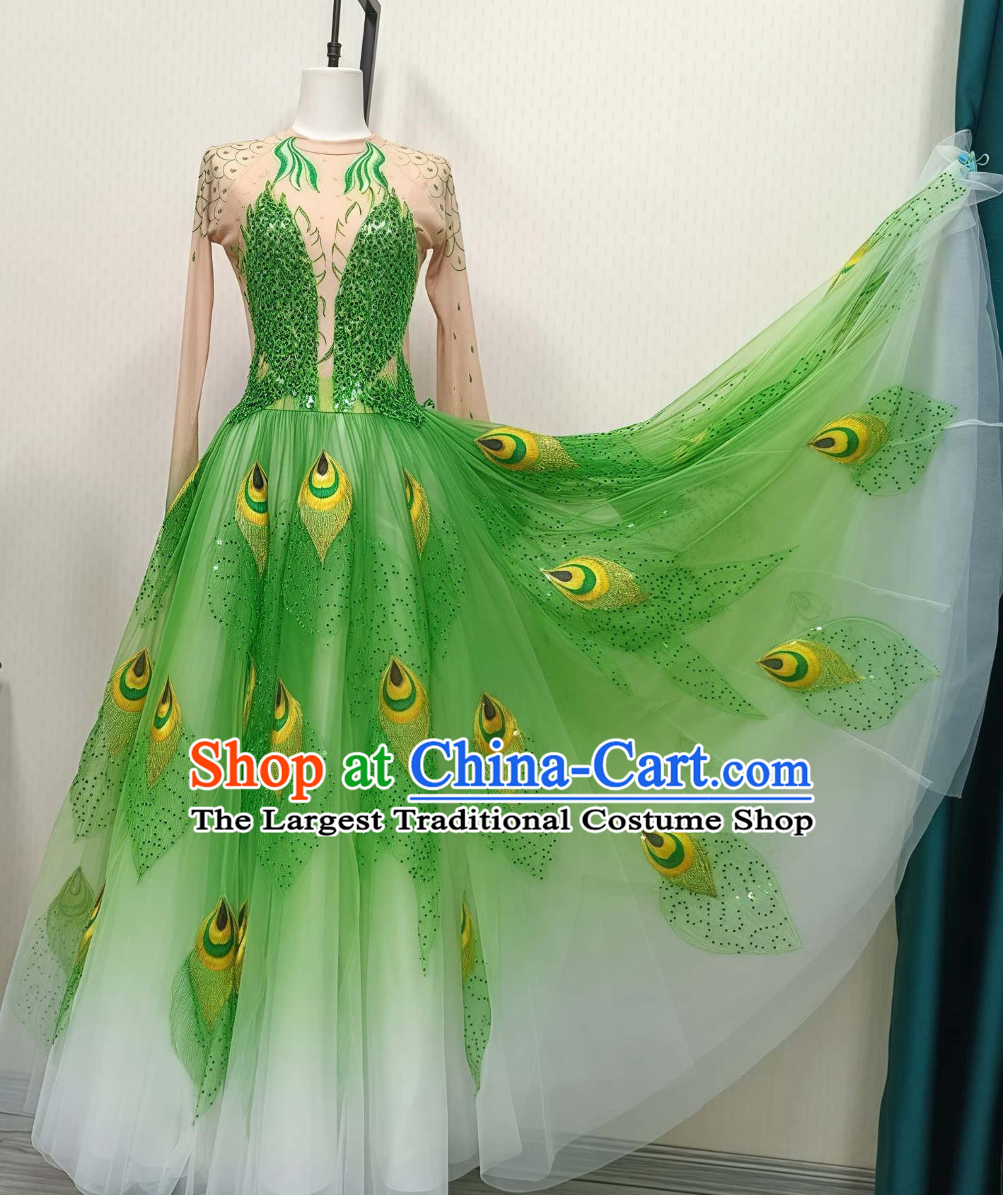 Yang Liping Peacock Dance Costume Chinese Dance Gown Spirit Of Peacock Stage Performance Green Dress