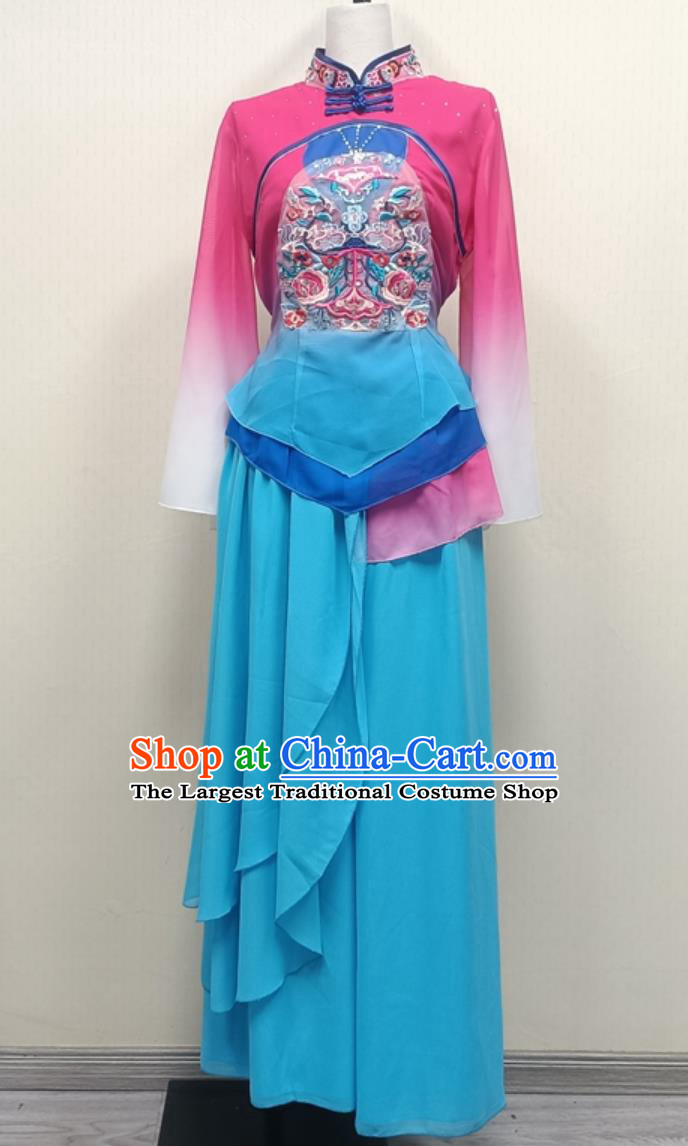 Shaanbei National Yangko Exhibition Dance Costume Women Fan Dance Clothing Umbrella Performance Outfit