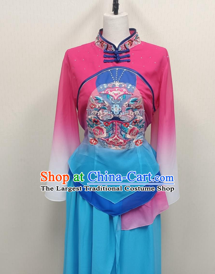 Shaanbei National Yangko Exhibition Dance Costume Women Fan Dance Clothing Umbrella Performance Outfit