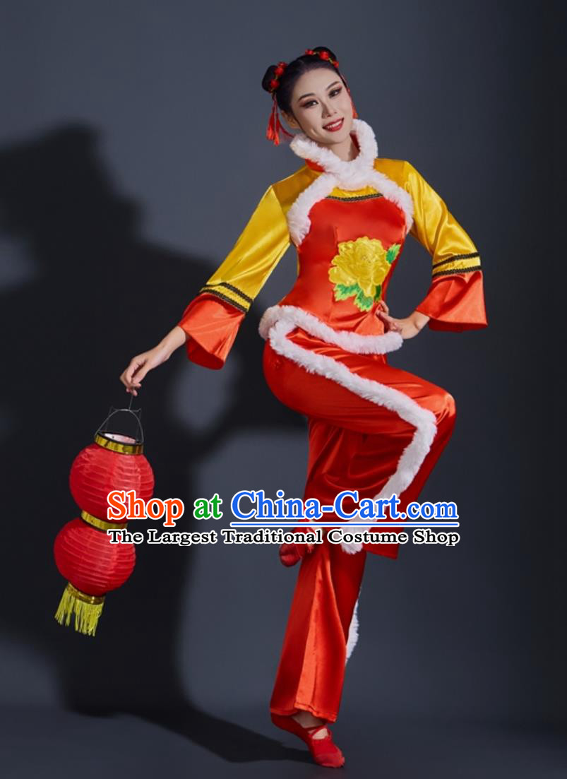 Drum Dance Costume Chinese Style Red Lantern Annual Gala Clothing Fan Dance Yangko Performance Outfit