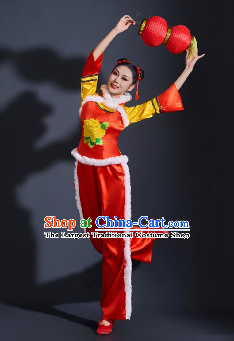 Drum Dance Costume Chinese Style Red Lantern Annual Gala Clothing Fan Dance Yangko Performance Outfit