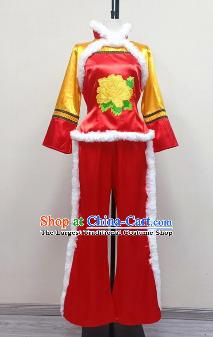 Drum Dance Costume Chinese Style Red Lantern Annual Gala Clothing Fan Dance Yangko Performance Outfit