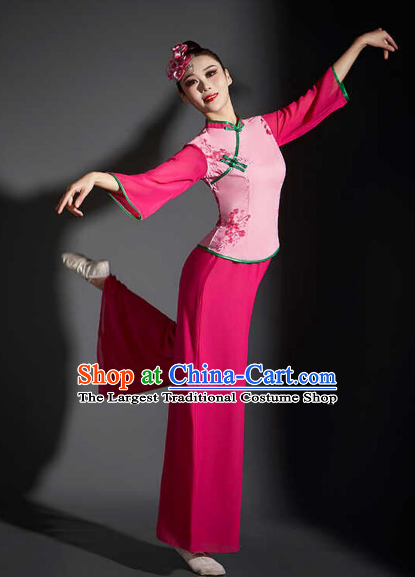 Chinese Style Classical Dance Costume Fan Performance Outfit Yangko Women Clothing