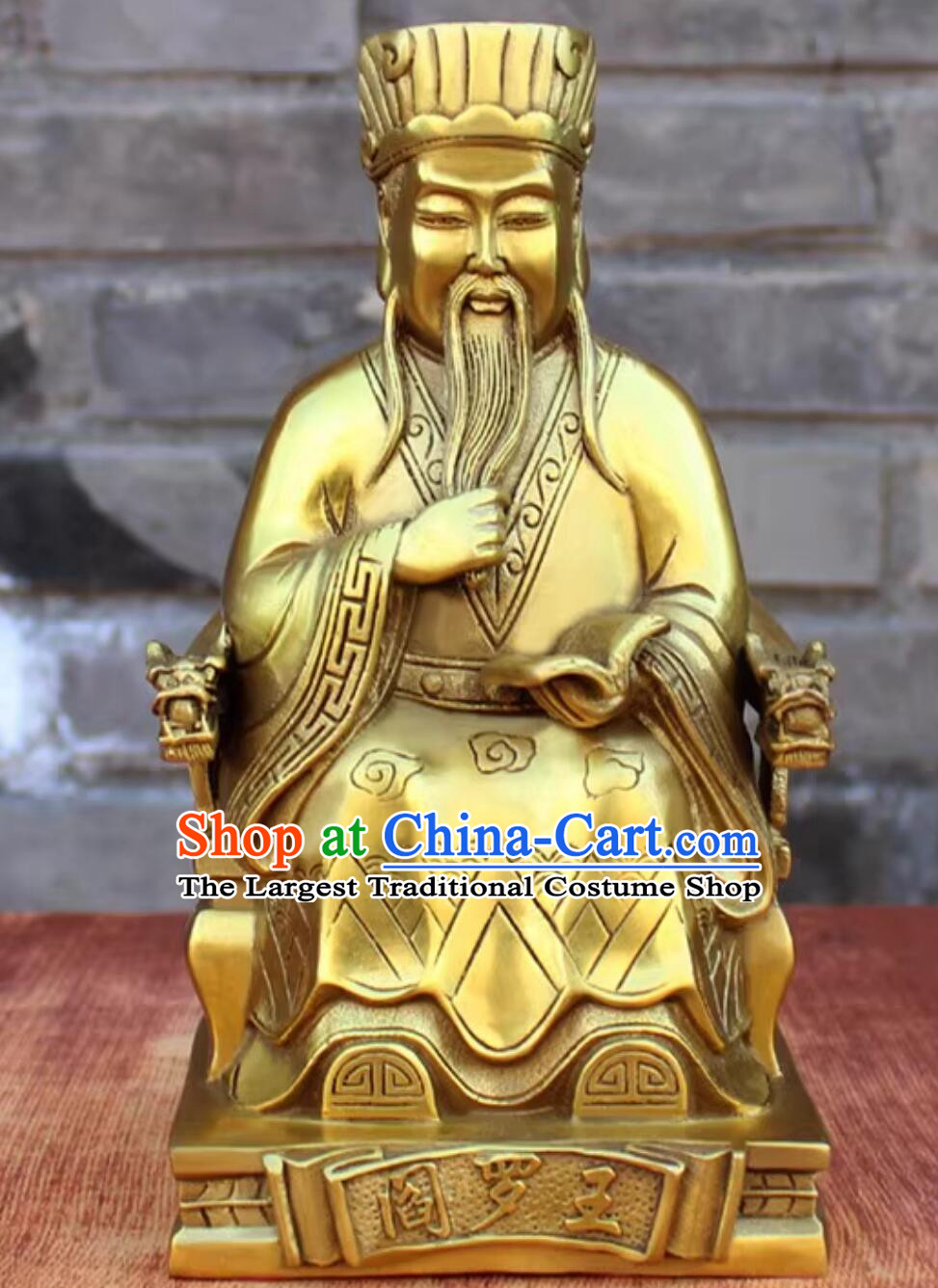 Handmade Full Copper Statue Of Yanluo Wang Brass King Of Hell Ornament Ten Courts Of Hell Deity Yan Wang Statue