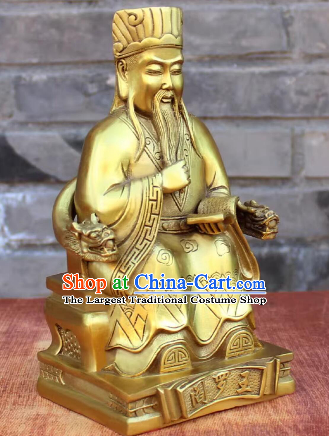 Handmade Full Copper Statue Of Yanluo Wang Brass King Of Hell Ornament Ten Courts Of Hell Deity Yan Wang Statue