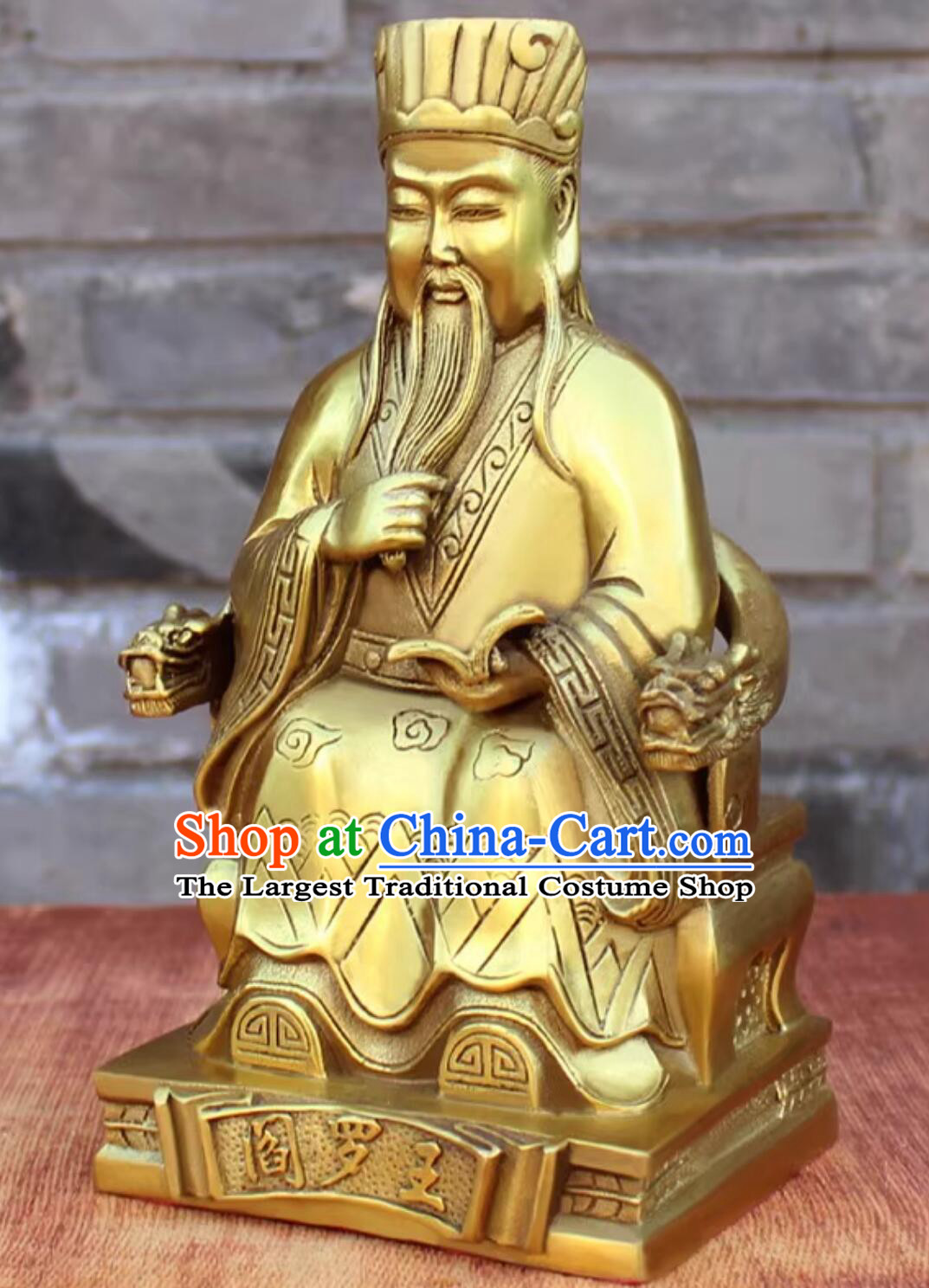 Handmade Full Copper Statue Of Yanluo Wang Brass King Of Hell Ornament Ten Courts Of Hell Deity Yan Wang Statue