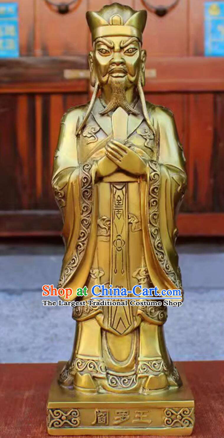 Ten Courts Of Hell Deity Yan Wang Statue Handmade Full Copper Statue Of Yanluo Wang Brass King Of Hell Ornament