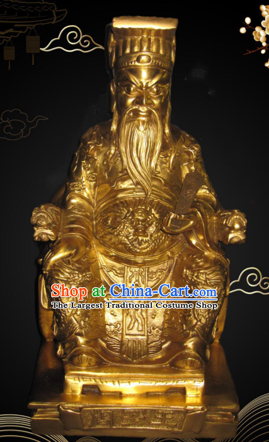 Brass King Of Hell Ornament Ten Courts Of Hell Deity Yan Wang Statue Handmade Yanluo Wang Full Copper Statue